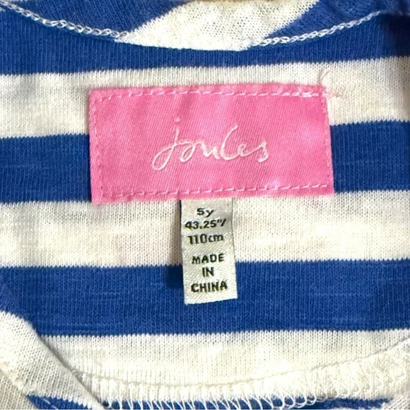 Joules Girls Size 5Y Blue White Striped Long Sleeve Top Shooting Star Appliqué - Picture 6 of 8